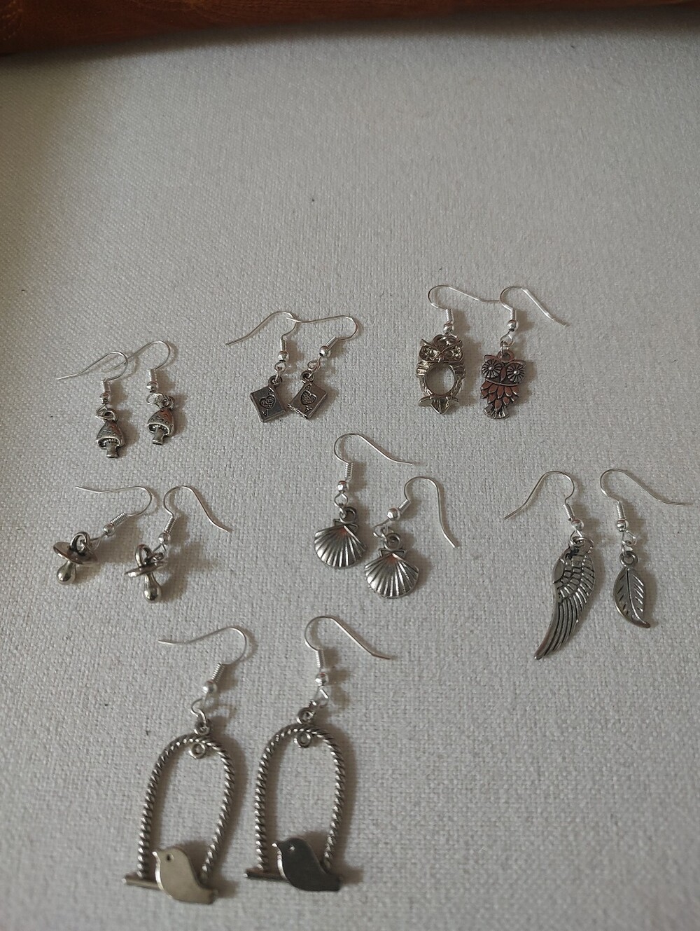 New 7 Silver Tone Mixed Charm Earrings Set - Silver